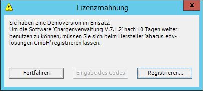  Registrierung / Lizenzmahnung