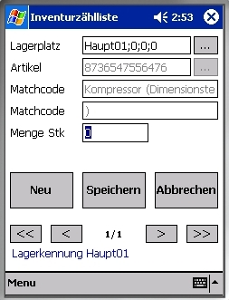  Artikelerfassung Inventurzählliste