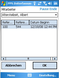  Zeiterfassung Mitarbeiter wählen