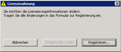  Registrierung / Lizenzmahnung