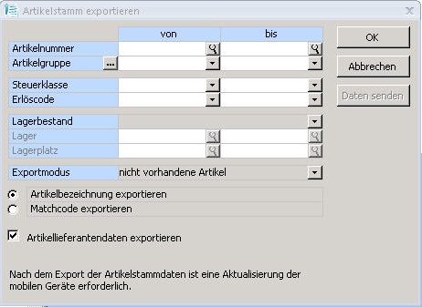  Artikelstamm exportieren