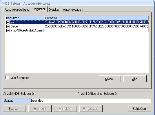  MDE Belege Autoverarbeitung Benutzer