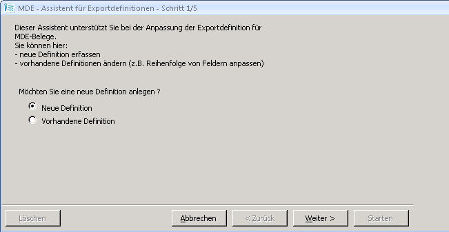  MDE Belegexport Definition