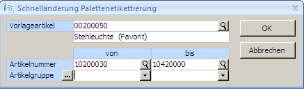  Schnelländerung Versandeinheiten Etikettierung