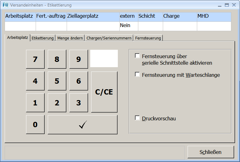  Versandeinheitenetikettierung / Arbeitsplatz