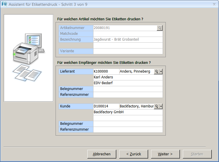  Assistent für Etikettendruck Schritt 3