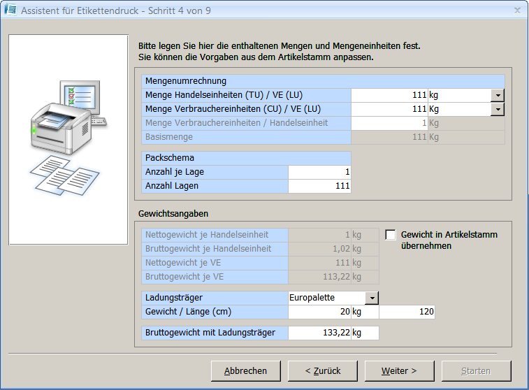  Assistent für Etikettendruck Schritt 4