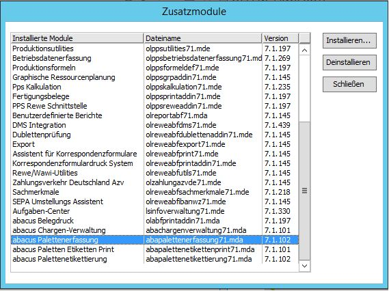  Zusatzmodul Versandeinheit Etikettierung installiert