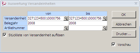  Auswertungen Versandeinheiten