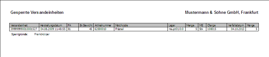  Bericht „Gesperrte Versandeinheiten“